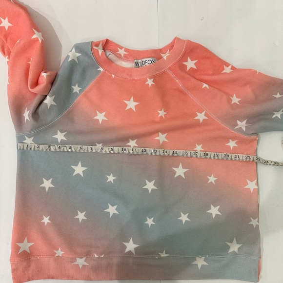 Wildfox Sweater Blue Pink Ombre Star Print Long Sleeve Cotton Sweatshirt M - Picture 5 of 7